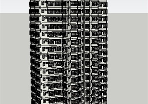 某现代高层住宅楼居住建筑设计SU(草图大师)模型