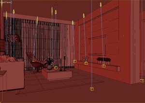 现代简约风格某住宅空间客厅餐厅装修设计3DMAX模型