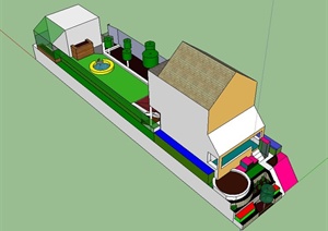 某住宅和庭院轮廓设计SU(草图大师)模型