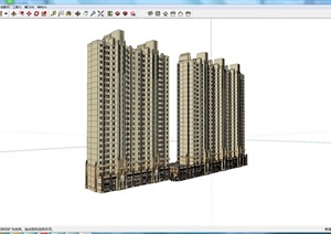 某现代高层连栋商住楼建筑设计SU(草图大师)模型