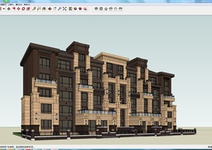某新古典风格5层住宅楼建筑设计SU(草图大师)模型
