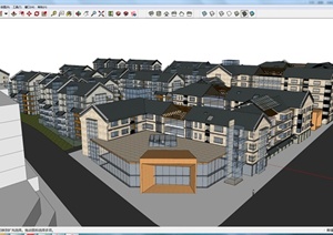 现代中式多层住宅小区以及配套商业办公建筑设计SU(草图大师)模型