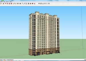 某个高层住宅楼建筑设计SU(草图大师)模型