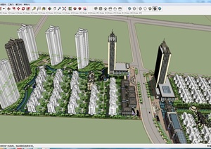 某个居住小区建筑规划设计SU(草图大师)模型素材