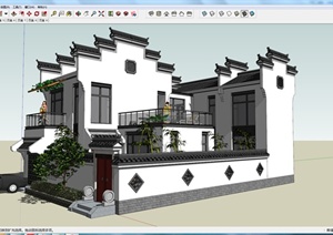 某新中式风格小别墅设计SU(草图大师)模型