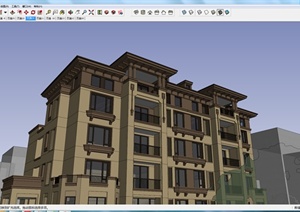 某4层居住建筑楼设计SU(草图大师)模型