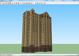 某现代双拼高层住宅建筑设计SU(草图大师)模型