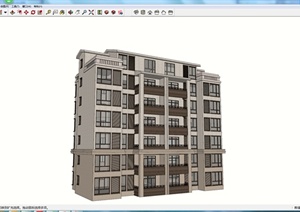 某六层住宅建筑设计SU(草图大师)模型
