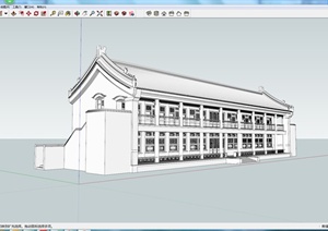 某中式双层酒店建筑设计SU(草图大师)模型