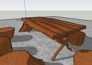 某木质坐凳设计SU(草图大师)模型素材