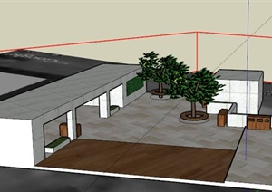 某现代停车场景观设计SU(草图大师)模型