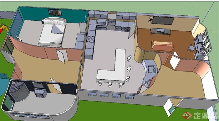 某室内现代住宅空间设计SU模型(2)