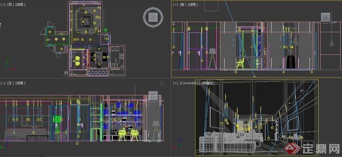 现代简约风格客厅、餐厅、书房装修设计3DMAX模型(2)