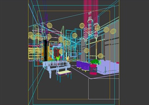 某室内豪华客厅装饰设计3D模型素材