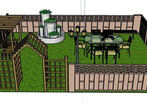 某现代小型庭院景观设计S模型