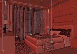 某现代简约风格住宅卧室装修方案3DMAX模型