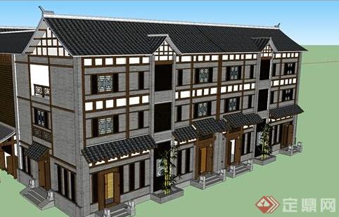 某新中式居住建筑设计SU模型(2)