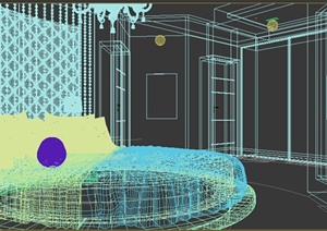 某简约风格圆床卧室设计3DMAX模型
