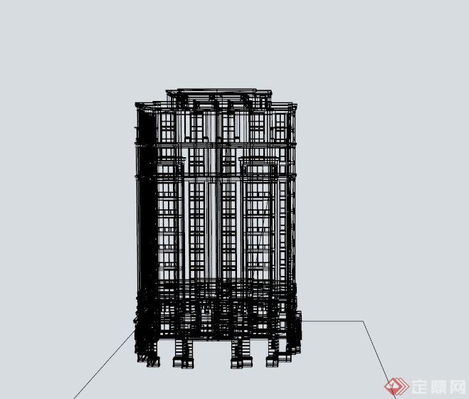 现代某多层办公建筑设计SU模型(1)