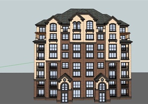 某欧式四层住宅建筑景观设计SU(草图大师)模型