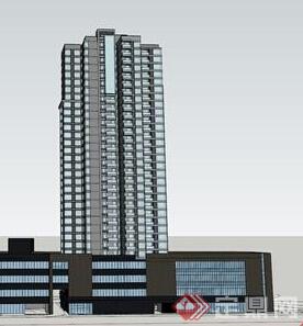 某高层商住建筑设计SU模型（含底层商铺）(2)