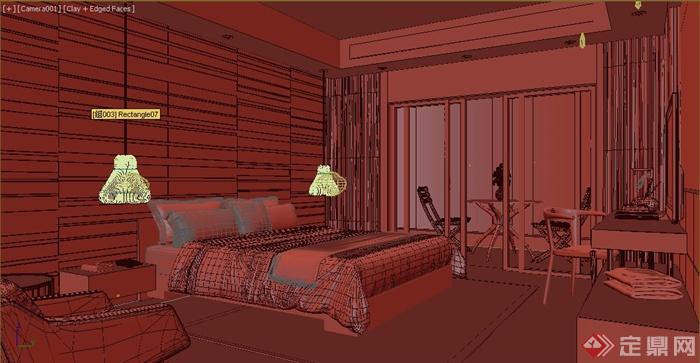 现代住宅建筑空间卧室装饰设计3DMAX模型(1)