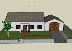 某欧式乡村住宅庭院景观设计SU(草图大师)模型