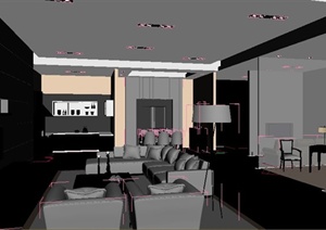 某现代简约风格别墅空间客厅餐厅装修设计3DMAX模型