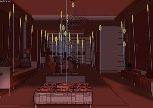 某现代简约风格住宅建筑空间客厅餐厅装修3DMAX模型
