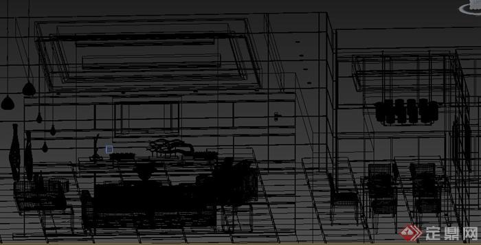 某现代简约风格住宅空间客厅餐厅装饰设计3DMAX模型(2)