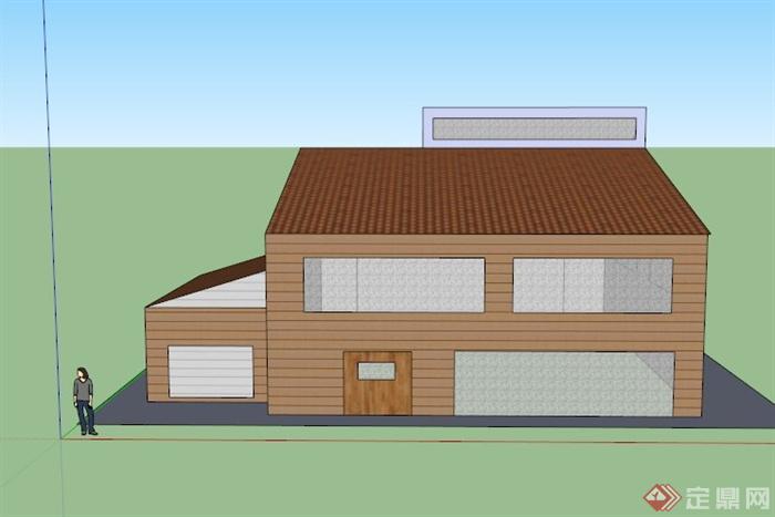 某一层精致住宅建筑设计SU模型(1)