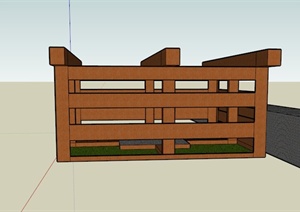 某现代木质露天植物室设计SU(草图大师)模型