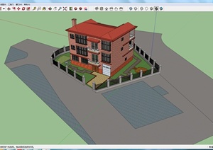 某现代三层砖砌民房住宅建筑设计SU(草图大师)模型