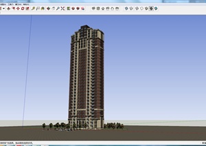 某地现代高层电梯房住宅建筑设计SU(草图大师)模型