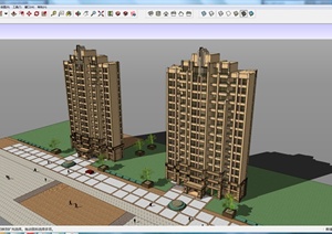 某两栋现代高层住宅建筑设计SU(草图大师)模型