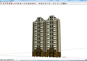某现代风格双拼高层住宅建筑设计SU(草图大师)模型