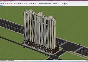 某三拼高层商住楼建筑设计SU(草图大师)模型