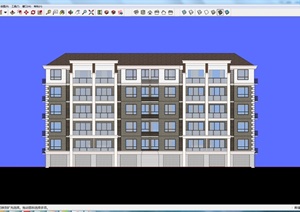 某带车库六层住宅楼建筑设计SU(草图大师)模型