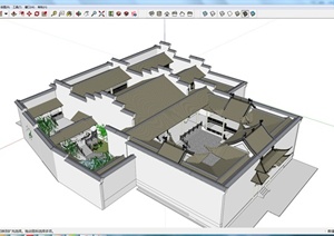 某中式风格会馆住宅建筑设计SU(草图大师)模型