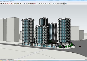 某带露台高层商住楼建筑设计SU(草图大师)模型