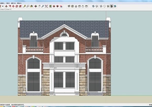 某地欧式双拼住宅建筑设计SU(草图大师)模型