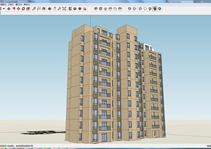 某11层住宅建筑设计SU(草图大师)模型