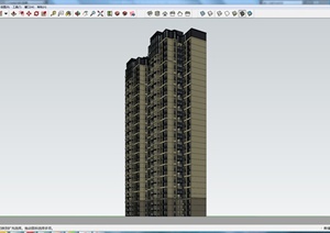 某现代高层双拼住宅建筑设计SU(草图大师)模型