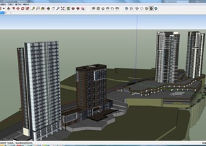 某高层居住社区建筑设计SU(草图大师)模型