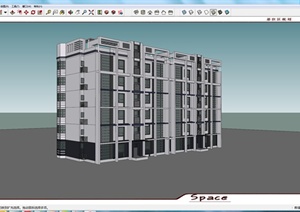 某六层双拼住宅楼建筑设计SU(草图大师)模型