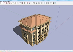 某欧式5层住宅楼建筑设计SU(草图大师)模型