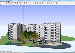 某现代多层住宅小区建筑设计SU(草图大师)模型