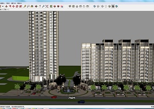 两栋中高层住宅建筑设计SU(草图大师)模型