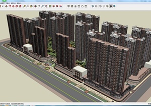 某居住社区建筑规划设计SU(草图大师)模型（含景观）