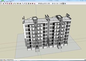 现代风格多层住宅单元楼建筑设计SU(草图大师)模型